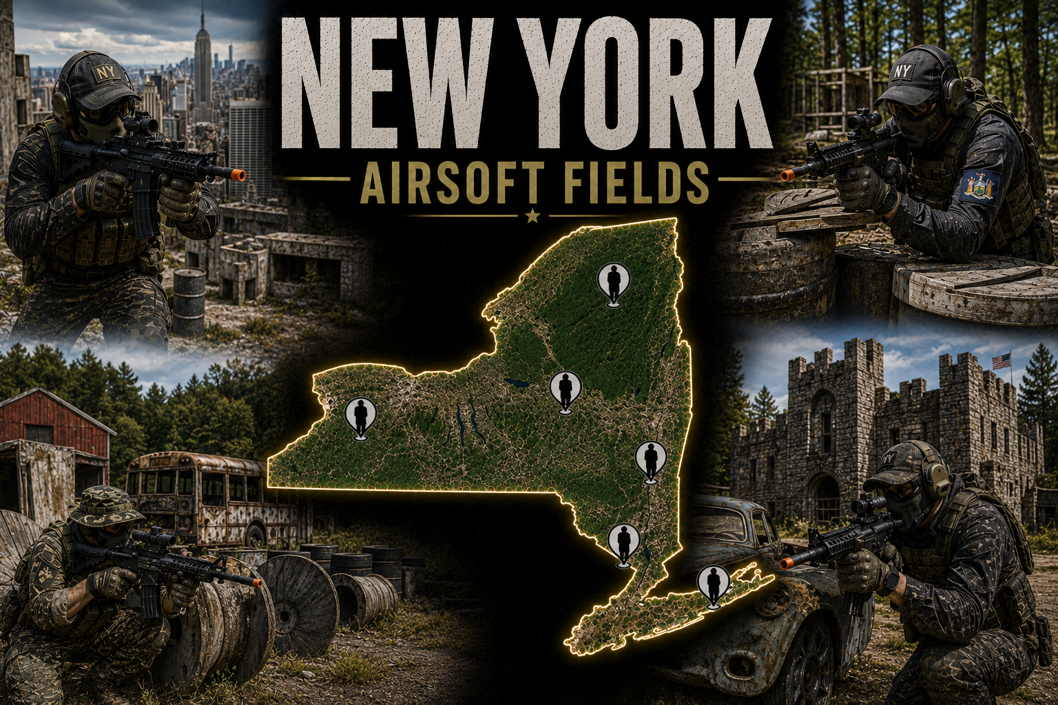 indoor and outdoor airsoft fields in New York